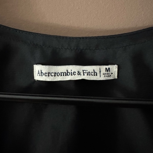 Abercrombie & Fitch Black Wrap Around Cupro Crop Blouse - Picture 3 of 7